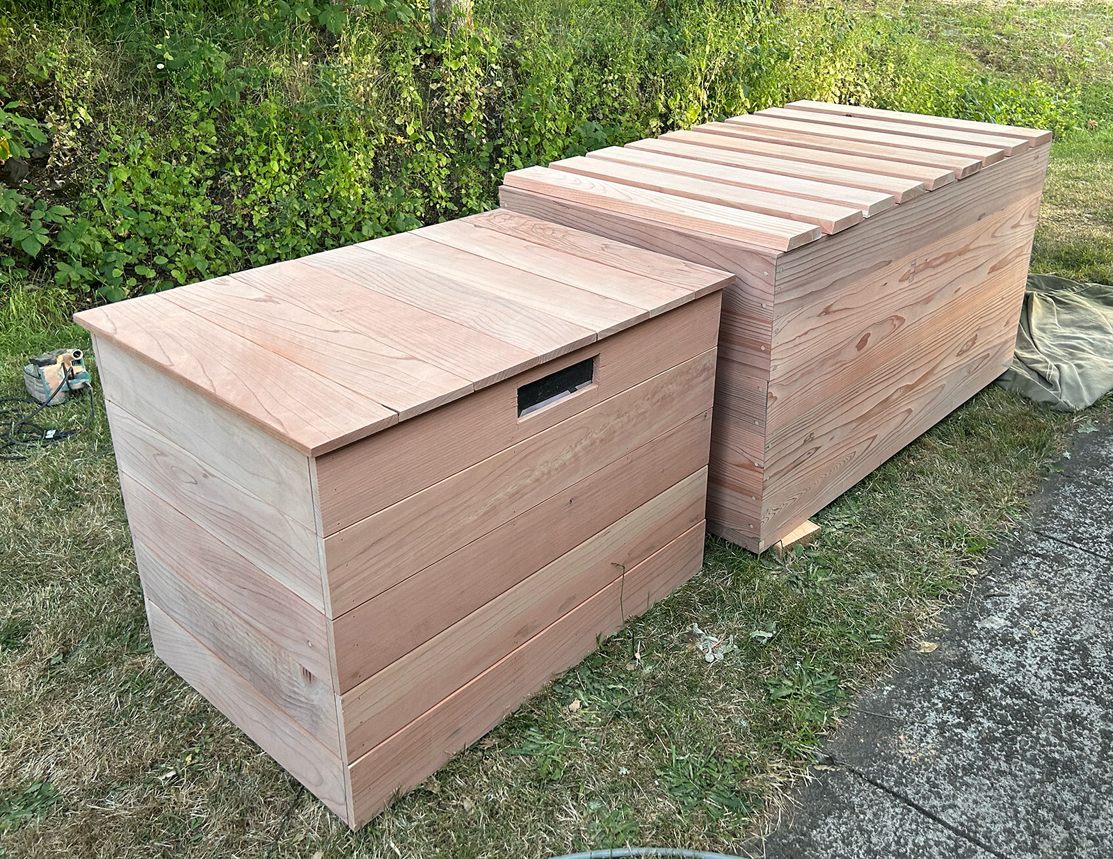 Heart redwood hot tub with matching spa system box (unfinished)