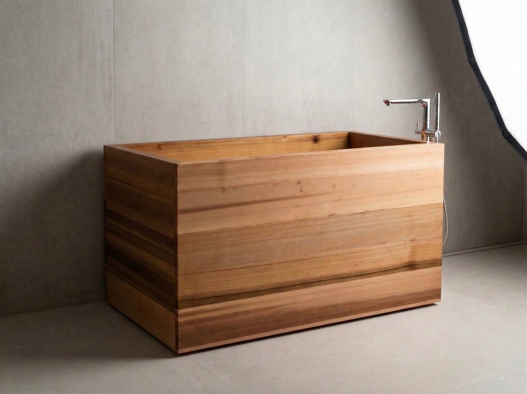 Traditional cedar ofuro soaking tub